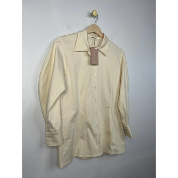Alexis Brooks Blouson Sleeve Structured Collar Top Women's Ivory Size: M NWT - Picture 4 of 8